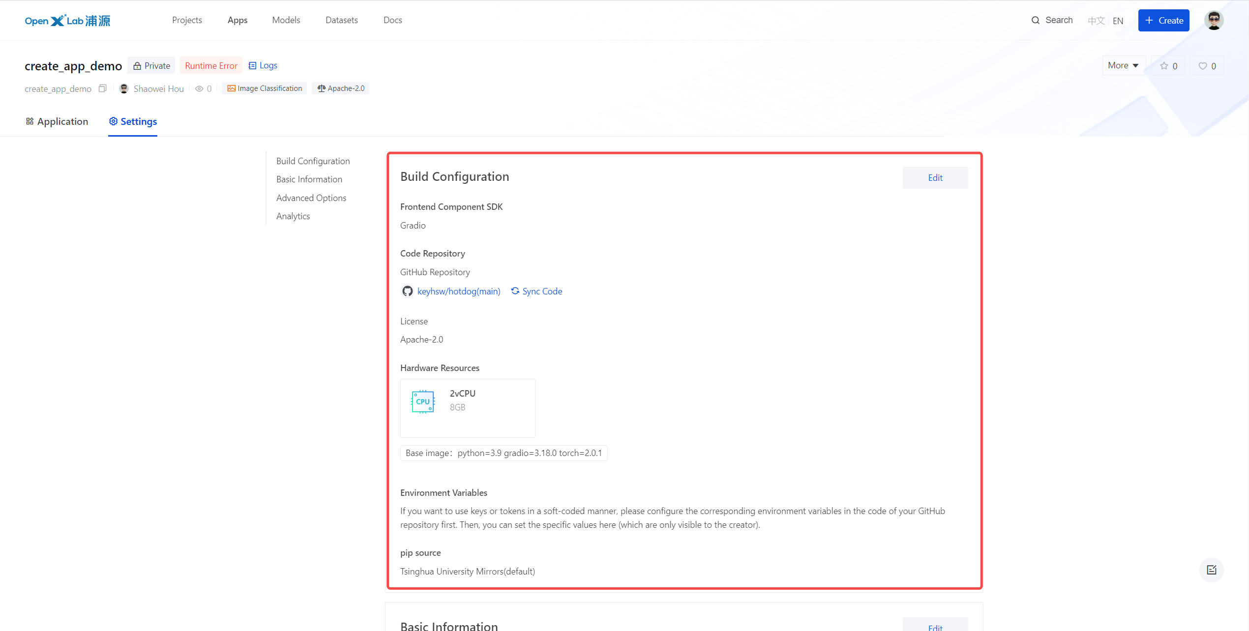App Settings | Docs-OpenXLab